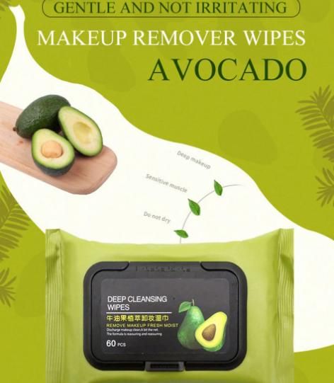 60pcs/bag Avocado Makeup Remover Wipes for Face Cleansing